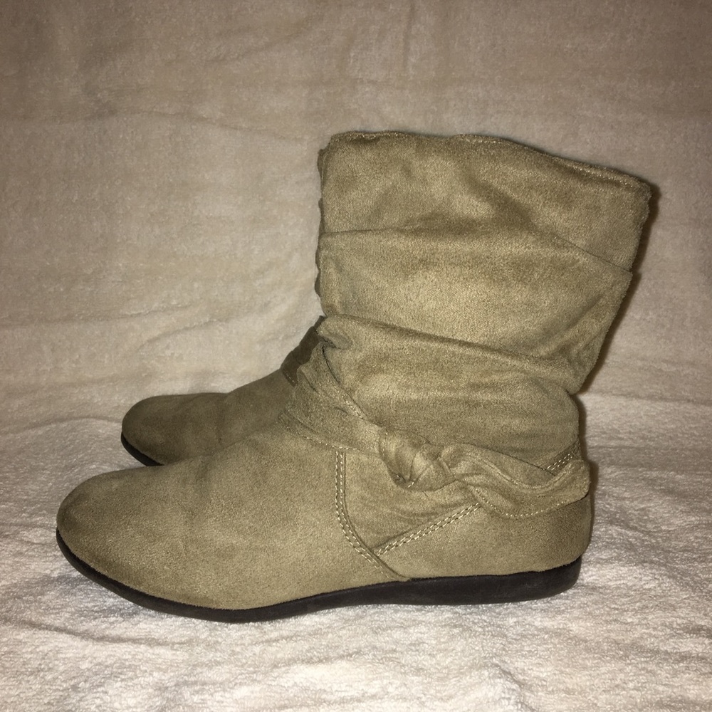 Beige Ruffled Ankle Booties